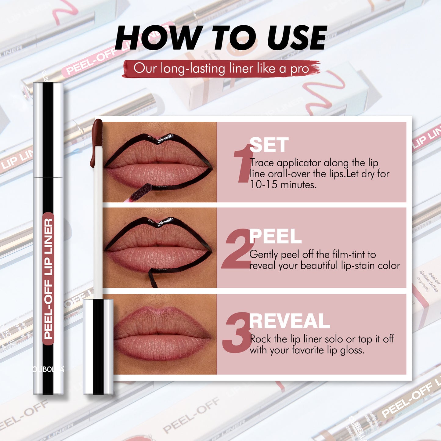 Peel-Off Lip Liner Moisturizing Long-Lasting Non-Smudging