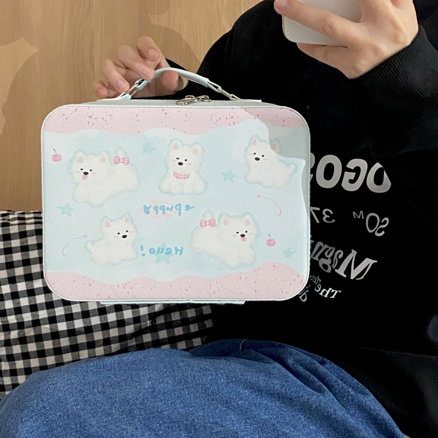 Cute printed makeup case and large-capacity makeup bag